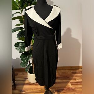 Elegant Black and White Wrap Dress
